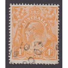 Australian    King George V    4d Orange   Single Crown WMK Plate Variety 2R38..